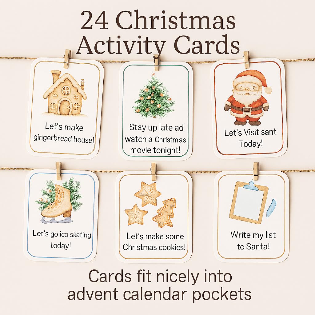 Hoolaroo Christmas Advent Cards Advent Calendar fillers for Kids Refillable Xmas Traditions, Beige - Image 2