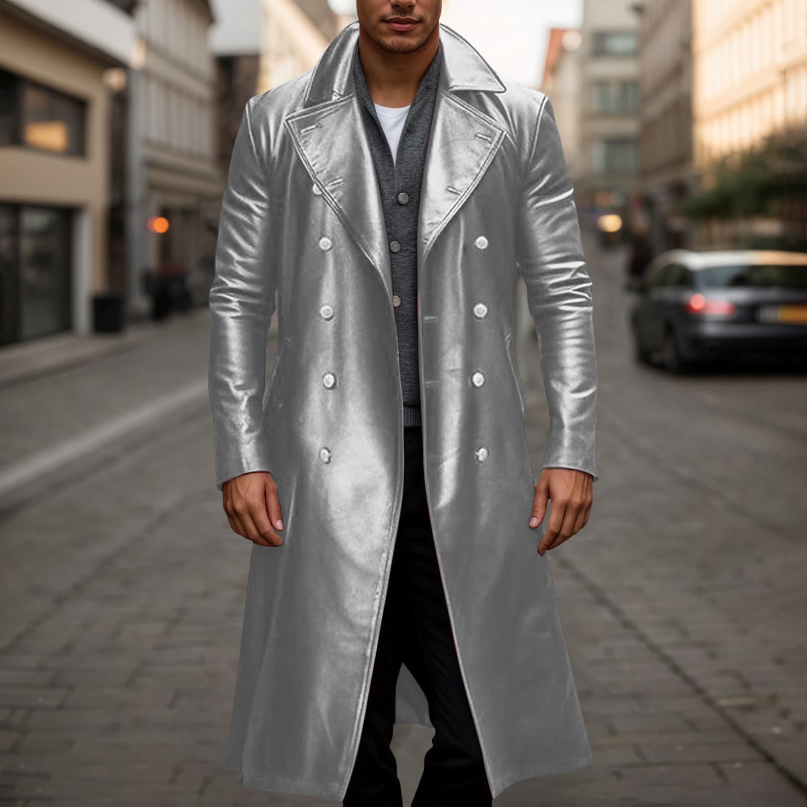 Abrigo de piel medieval para hombre, abrigo de piel sintética, abrigo de invierno, chaqueta de entretiempo a prueba de viento, chaqueta cortavientos, uniforme militar, abrigo de cuero, abrigo