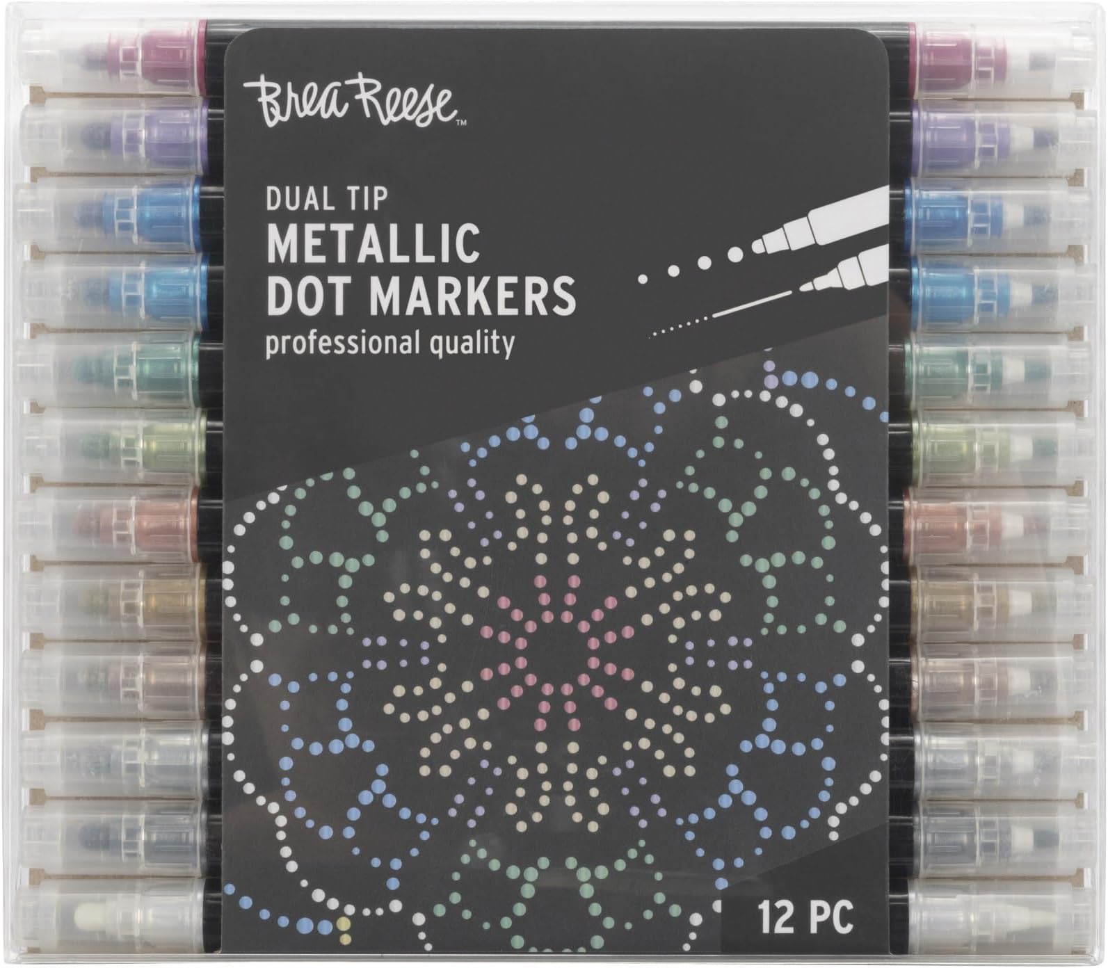 Brea Reese: Dual-Tip Dot Markers - Metallic 12ct - 24 Colors, Professional Quality, Water-Based Ink, Adults Art Supplies, DIY Crafts & Scrapbooking