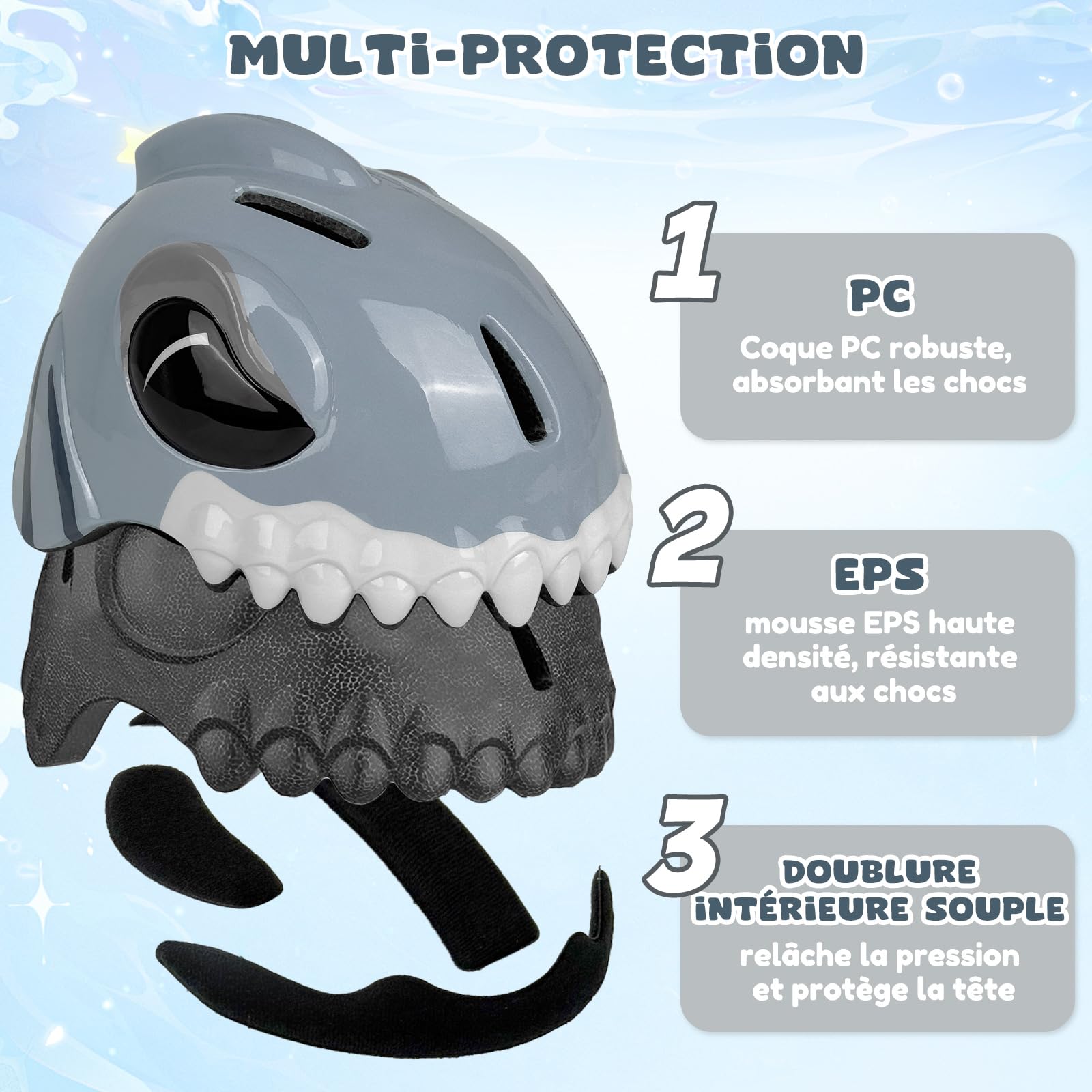 LeapBeast Casque Vélo Enfant -Casque 3D Cartoon Réglable Respirant, Casque de Patineur pour Enfants, pour Garçon et Fille, pour Vélo, Skateboard, Scooter, Scooter