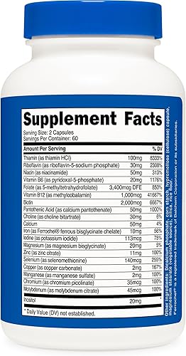 Miniatura 5 de Nutricost Complejo de vitamina B metilada 120 cápsulas - (60 porciones) Sin gluten