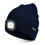 TAGVO Unisex Beanie with The Light, USB Rechargeable LED Headlamp Cap, Hands Free Headlamp Flashlight Hat, Winter Warm Knitted Night Lighted Hat, Men Women Gifts for Dad Father Husband