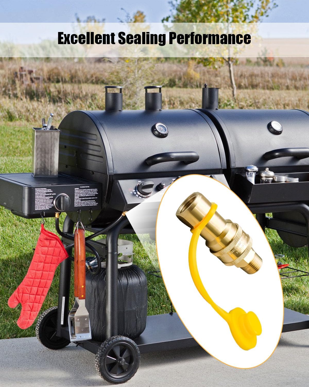 LP Natural Gas Quick Connect Fittings Kit, 1/2" QDD Natural and Propane Gas Hose Quick Connector, Brass Fitting Quick Connector for Generator Grills Patio Heaters Gas-Powered Equipment, 10 PCS