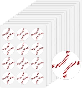 180Pcs Baseball Stickers, 1.18inch Self-Adhesive Baseball Sports Stickers, Decorative Baseballs Theme Labels for Party Favors, Birthday, Team, Gift, Helmets