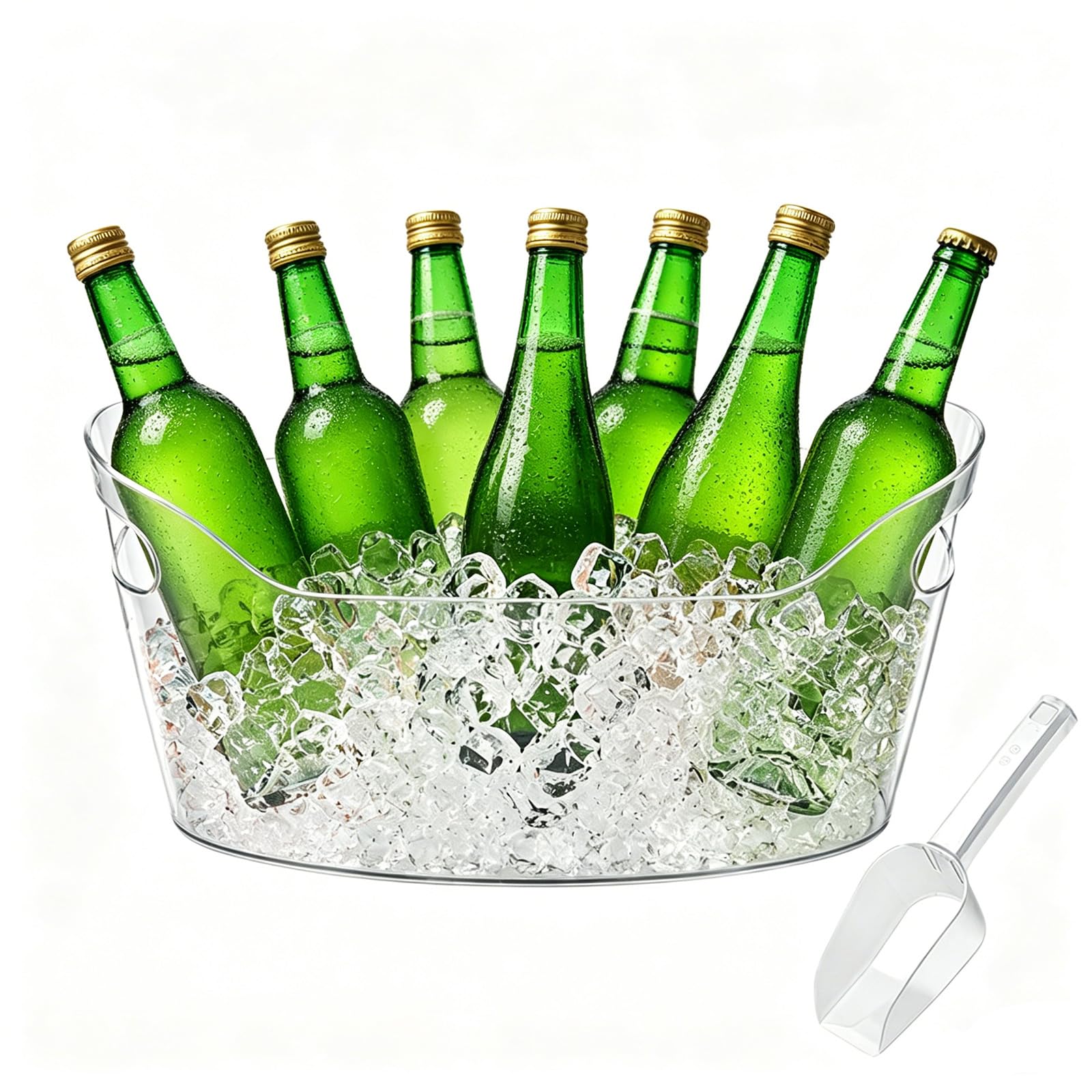 2 Pack 6,5 L Sektkühler Schale mit Eisschauf, Tragbarer Champagner Kühler mit Griffen für Bier, Wein, Cocktails - Ideal für Partys, Picknicks & Restaurants 40.2 x 19.8 x 18 cm (1PCS)