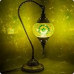 Lampe marocaine turque avec base en bronze - Yarra Decor 3 Options de couleurs Cygne à la main collier Tiffany Mosaic lampes de lit en verre pour chambre (LED Ampoule incluse)(1)…