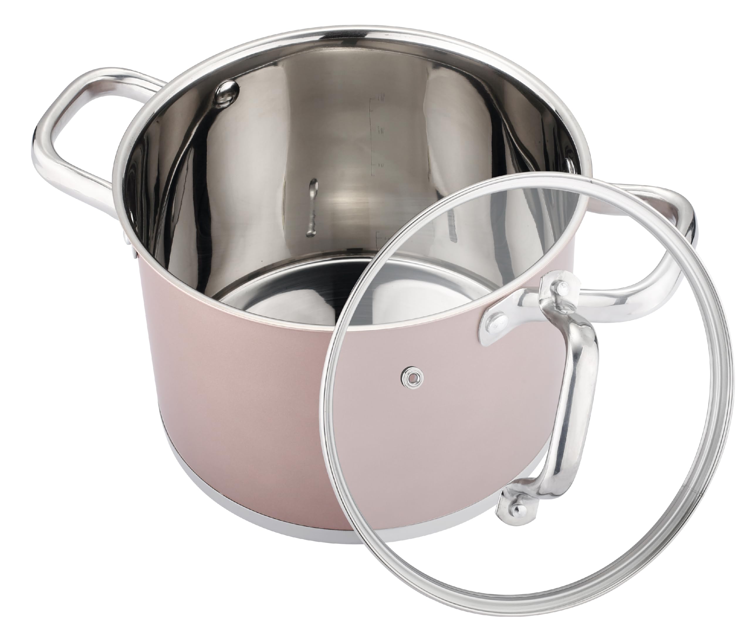 VIER- OLLA INOXIDABLE 28CM diámetro * 22cm altura, interior pulido con escala medidora, capacidad 13,50 Litros (457 Oz) Inducción