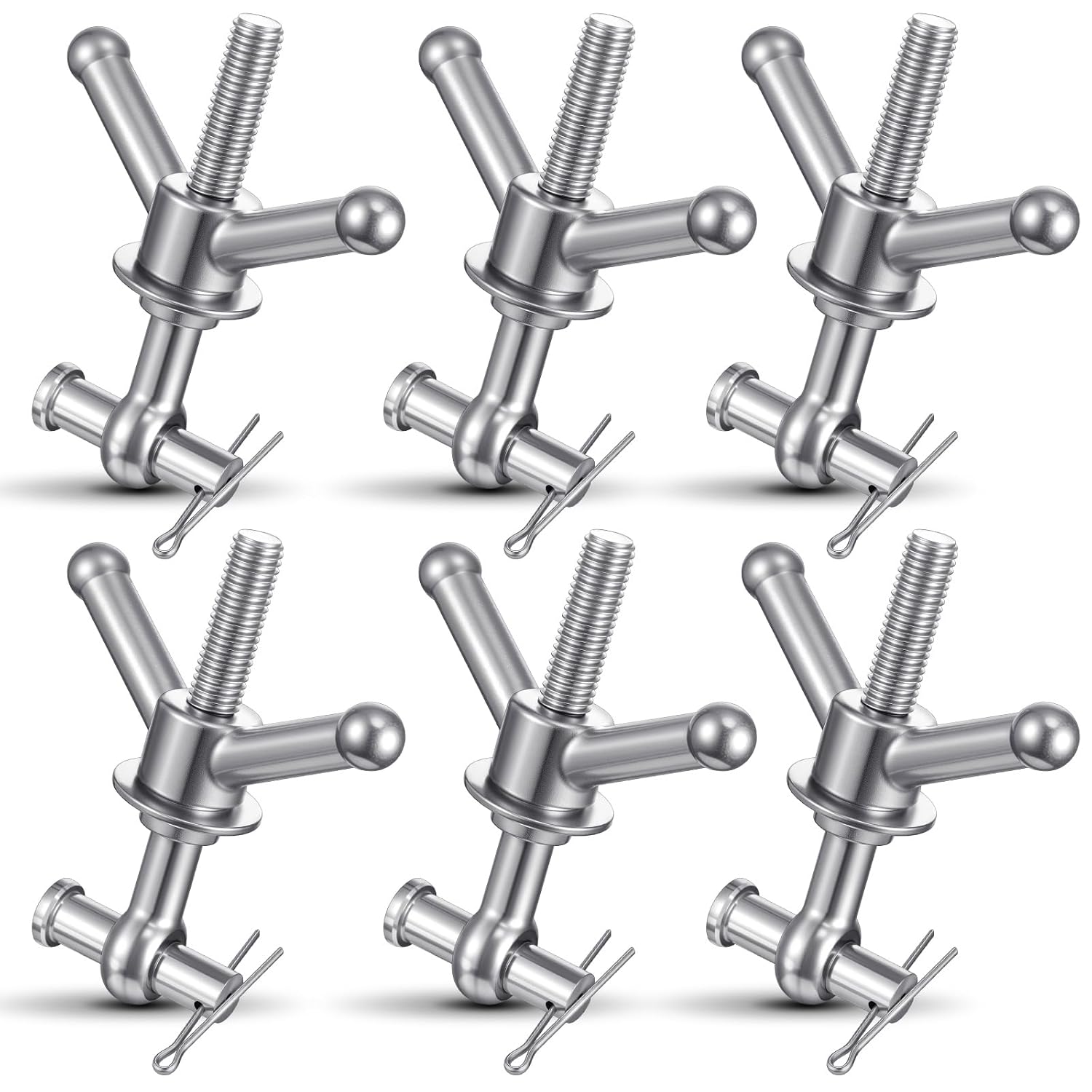 6 Pack Stainless Steel Wingnut Assembly for Manways, 5/8" Eye Bolt, 5-1/2" Long for Vacuum Tanks Pressure Vessels