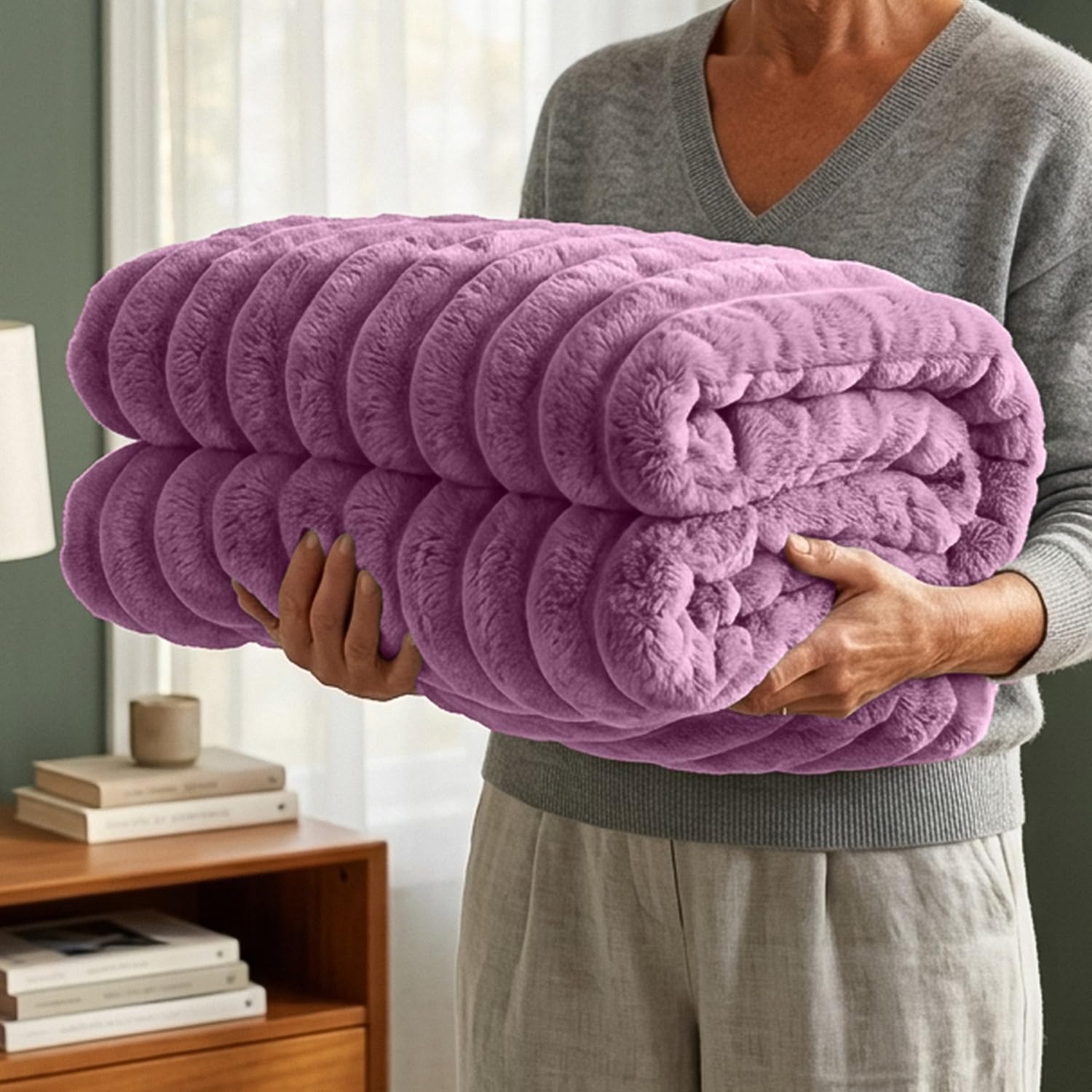 Casabella Throw BlanketRibbed Fleece Blanket from B&Q