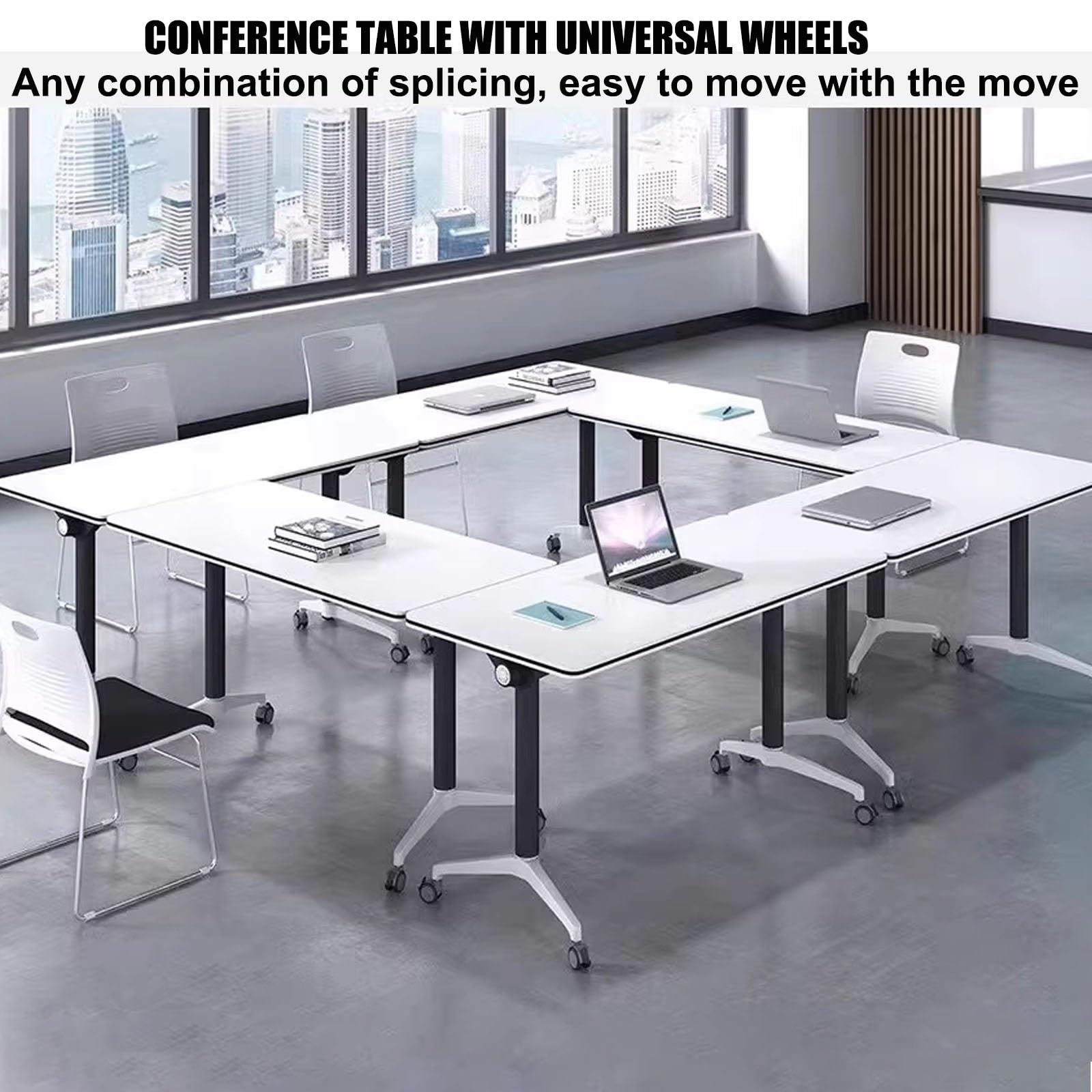Mesa de conferencias plegable con ruedas, diseño modular de alta carga para reuniones de oficina y seminarios