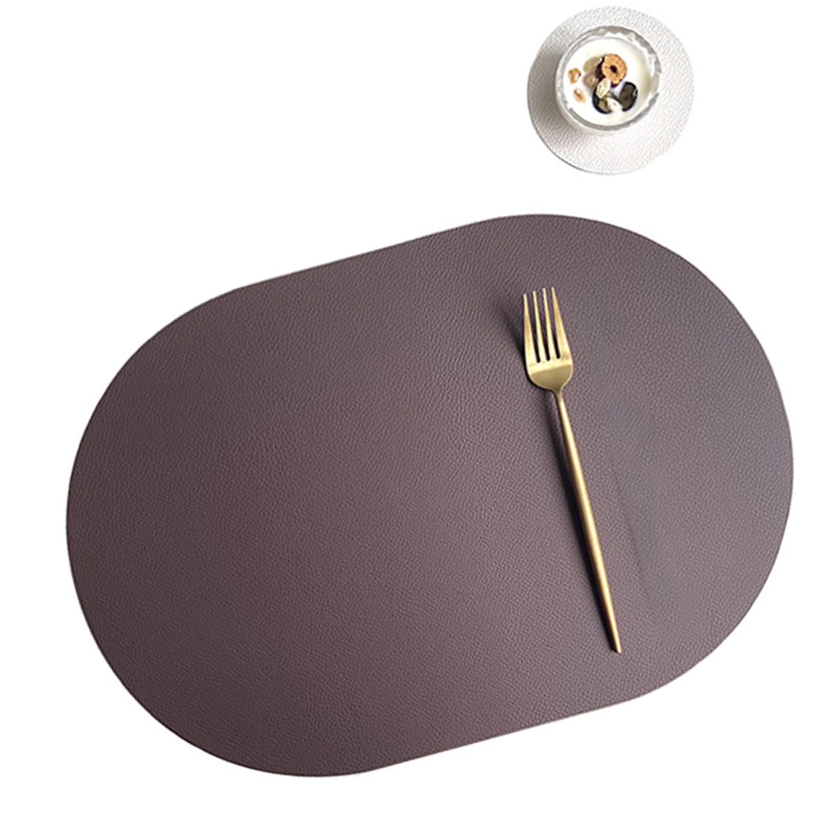 Premium PU Leather Placemats & Coasters Set, Oval Spill-Proof Tableware Mats for Commercial/Home Modern Tableware Placemats