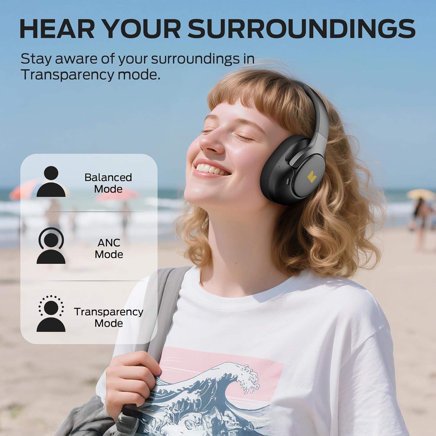 Monster Persona H22 headphones demonstrating listening modes