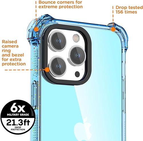 Miniatura 4 de AICase Funda Bounce compatible con iPhone 14 Pro Max, color azul transparente, a prueba de impactos, a prueba de golpes, linda funda protectora para