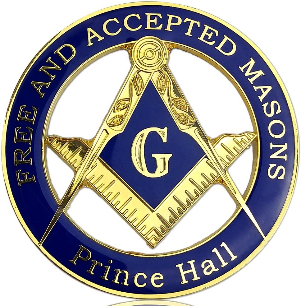 JYG Masonic Car Emblem Challenge Coin Prince Hall Compass Symbol Auto Decal