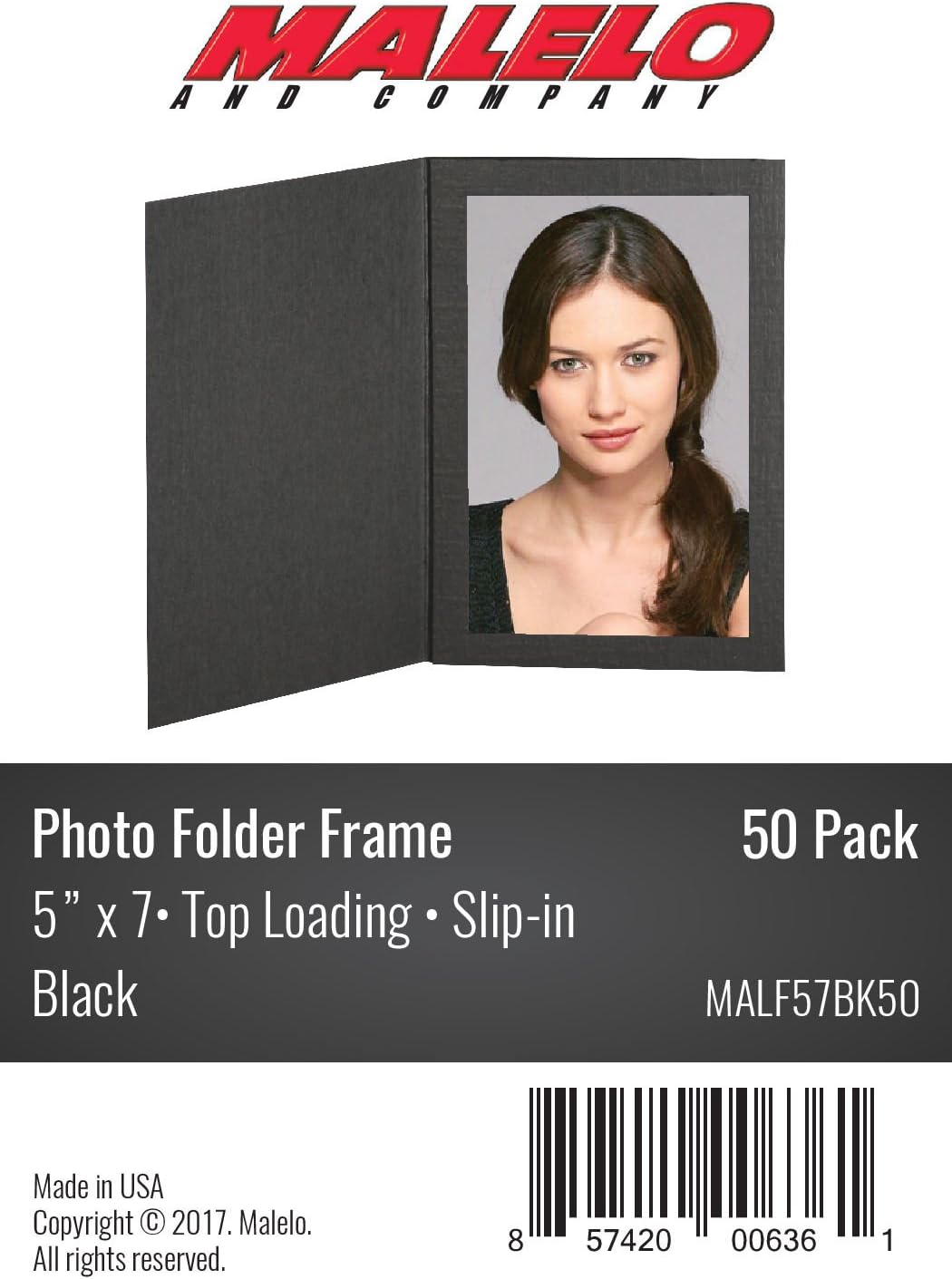 Malelo and CompanyBlack Cardboard Photo Folder Frame 5x7 - Pack of 50