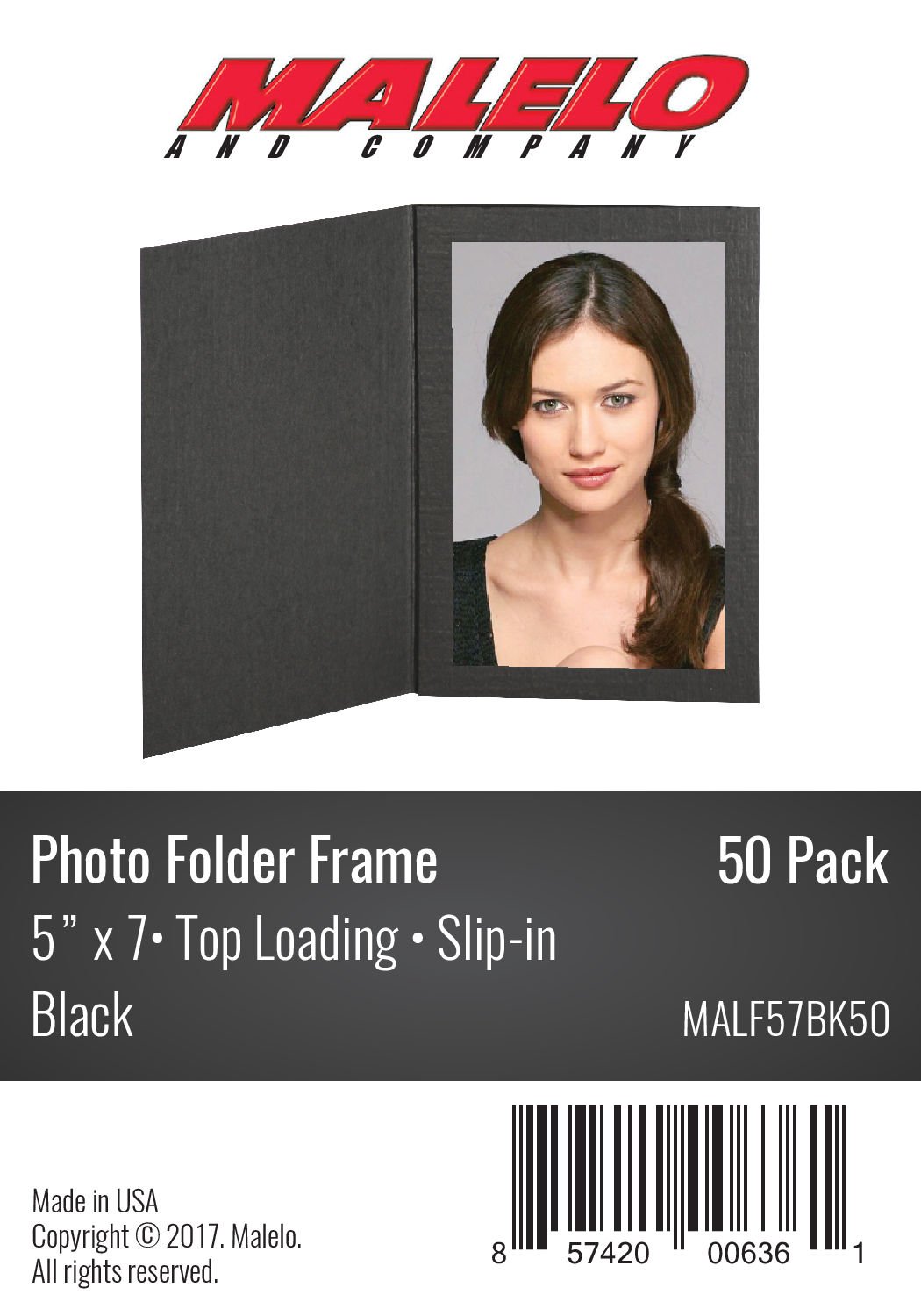 Malelo and CompanyBlack Cardboard Photo Folder Frame 5x7 - Pack of 50