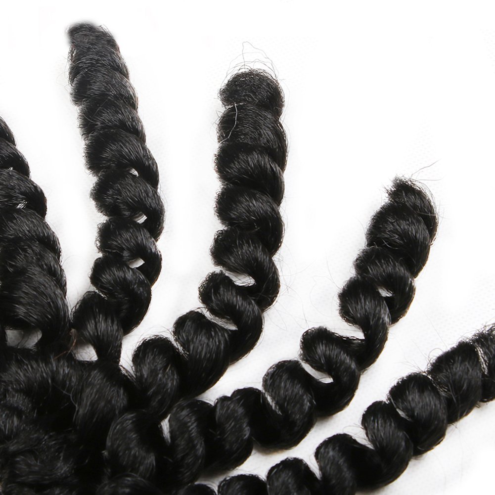 6 Pcs Jumpy Afro Kinky Twist Crochet Braid Natural Black Jamaican Bounce Synthetic Braiding Hair Extension 8 Inch 20 Strands 1B