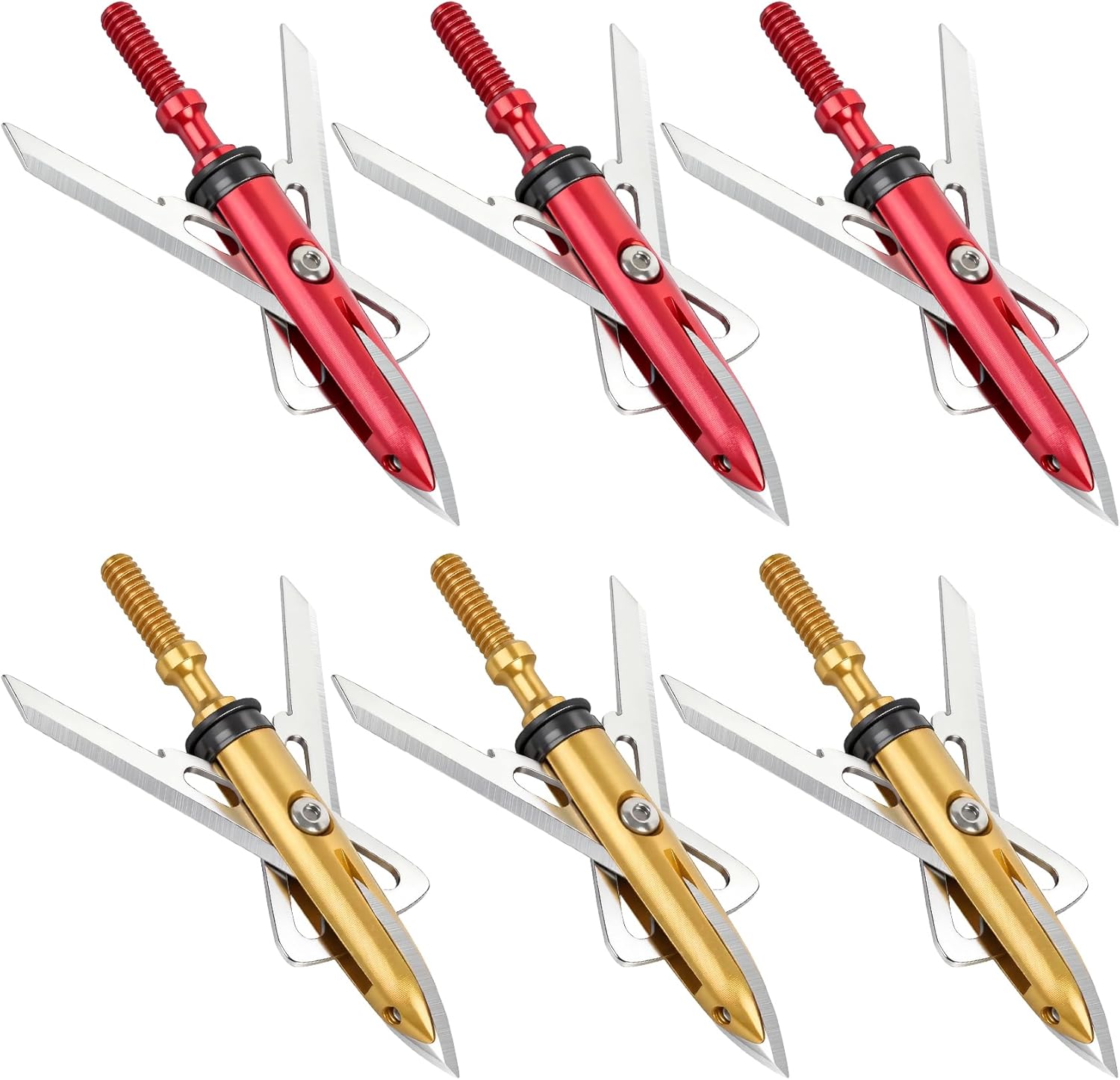 6 Pack Hunting Broadhead | 100 Grain 420 Stainless Steel | 3 Blades Mechanical Hunting Arrow Tips Archery Arrowhead for Crossbow and Compound Bow