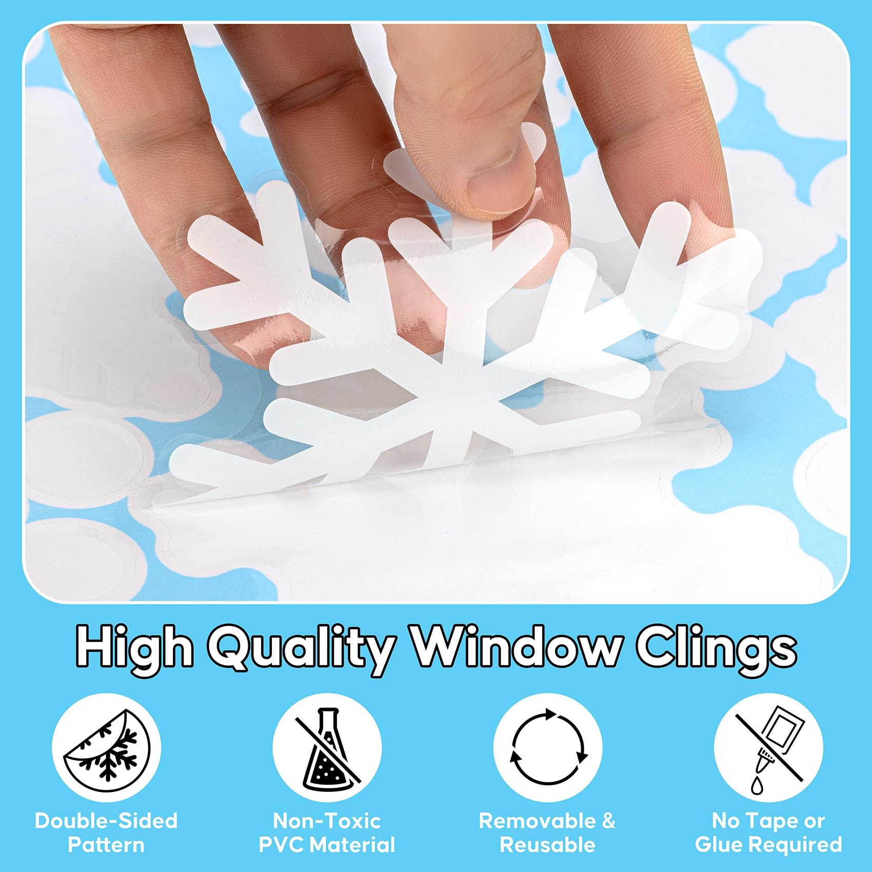 364 calcomanías de copo de nieve para ventana, calcomanías de copo de nieve de Navidad, 10 hojas de calcomanías de ventana de Navidad, decoraciones de copo de nieve para ventanas de vidrio,