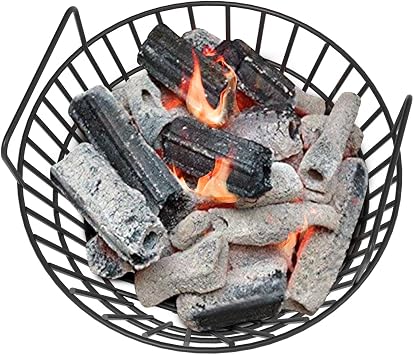 Porcelain Steel Charcoal Ash Basket for Large Big Green Egg & Kamado | Fits BGE Large, Kamado Joe Classic & Most Ceramic Grills; Shake-clean, Retains Unburned Charcoal, Rustproof