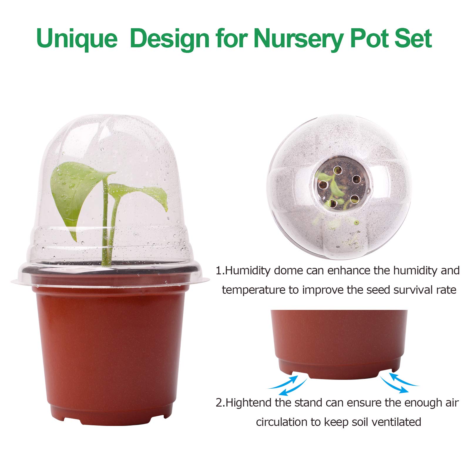 Plant Nursery Pots with Humidity Domes (30 pots + 30 Transparent lids