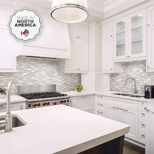 Miniatura 7 de SMART TILES Protector contra salpicaduras para despegar y pegar, 5 hojas de 9.13 x 10.2 pulgadas, adhesivo 3D para cocina, baño, azulejos de pared