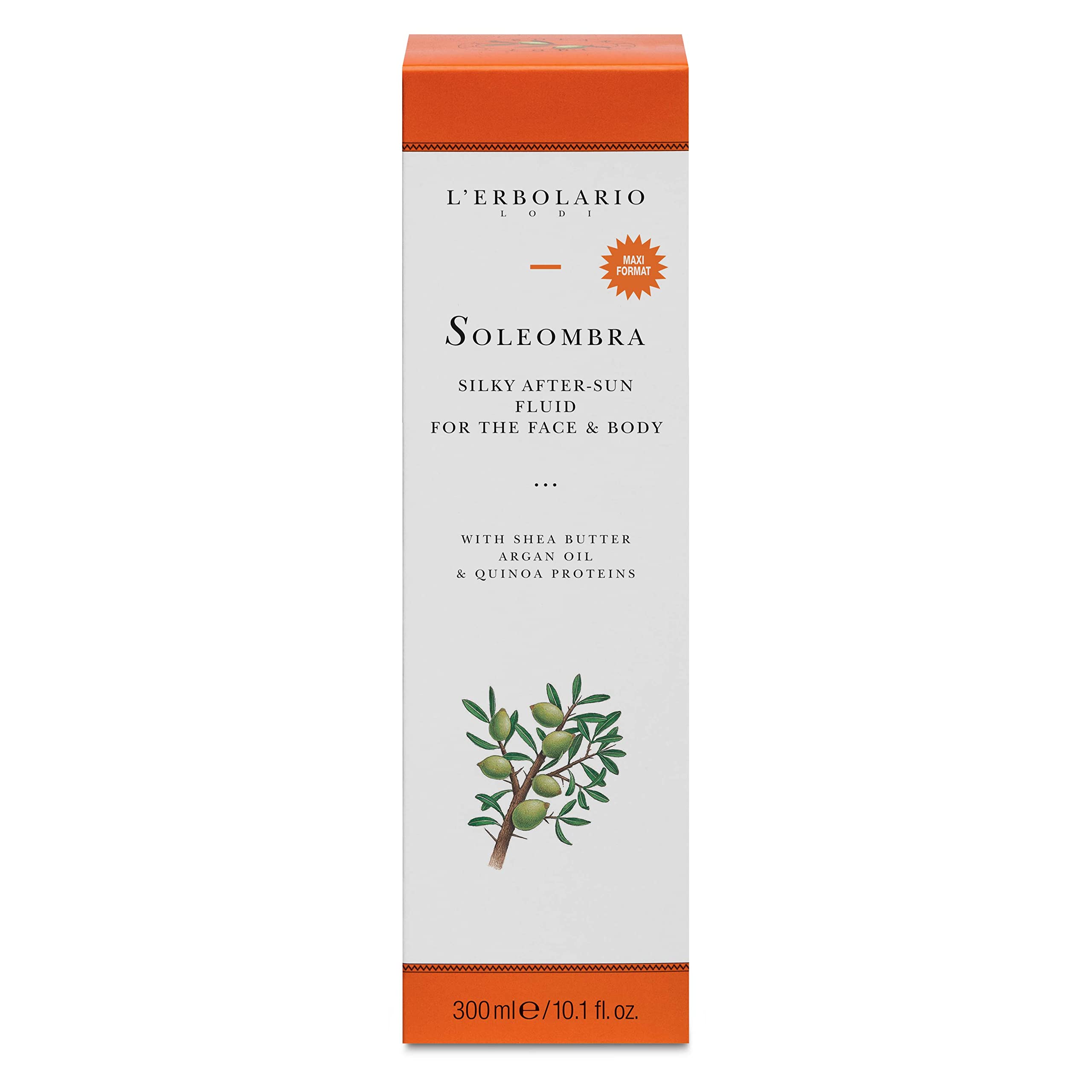 L'Erbolario, Fluido Doposole Soleombra con Burro di Karité, Olio di Argan e Proteine di Quinoa, 300 ml