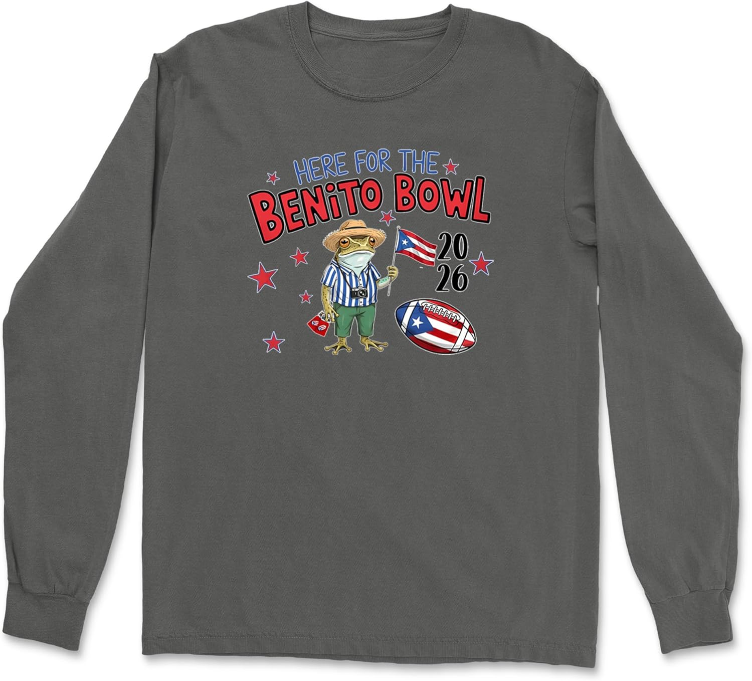 Frog Here for The Benito Bowl Football Long Sleeve Unisex T-Shirt, Vintage Soft, Garment Dyed