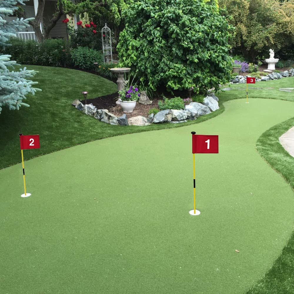 X·CELLENT Mini Golf Putting Green Flag and Hole Cup for Yard Practice Set, Golf Pin Flag Hole Cup Set, Portable 2-Section Fiberglass Golf Flag Sticks, Gifts Idea.