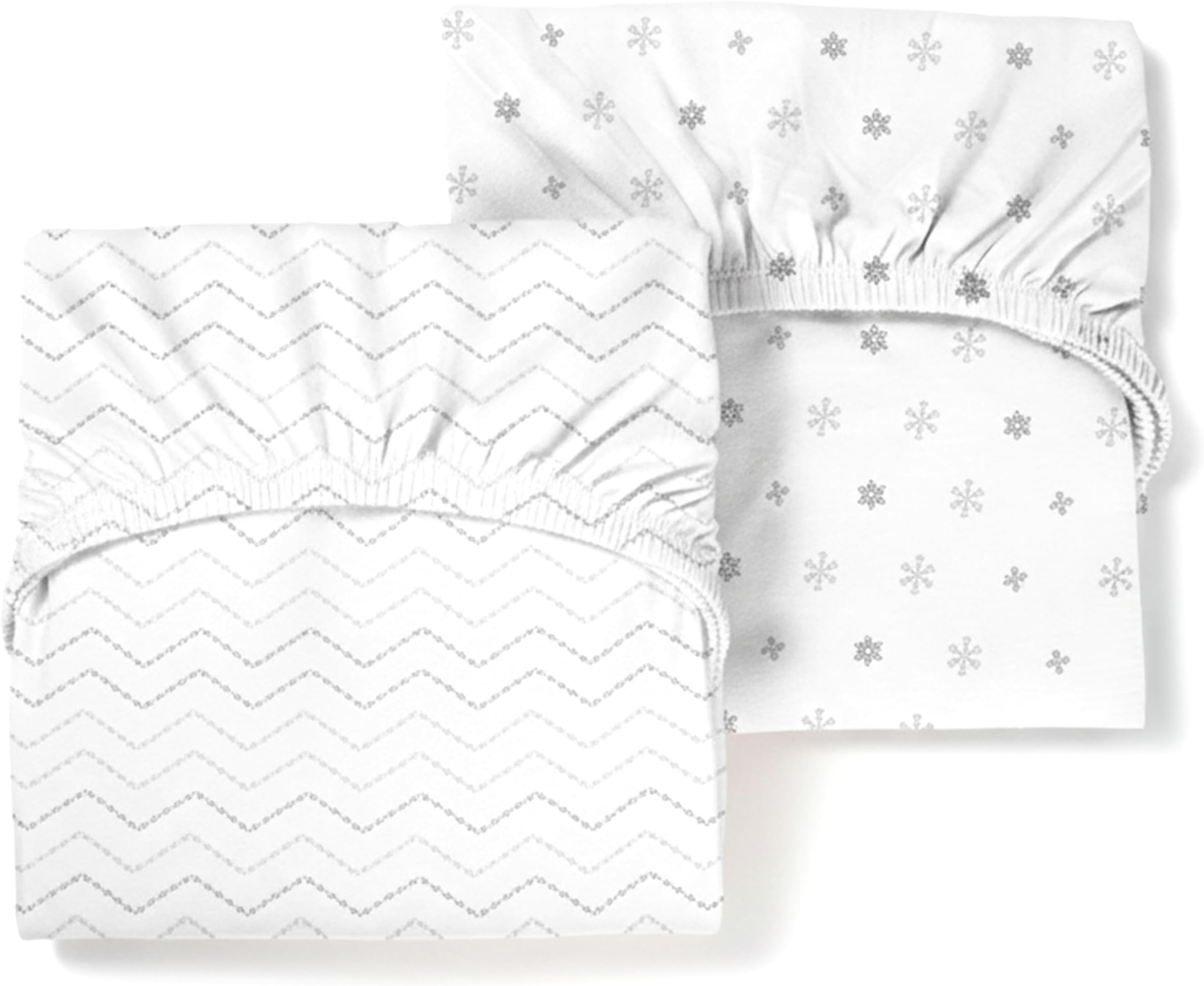 Guava Lotus Travel Crib Sheets (Set of 2) – 100% Organic Cotton Fitted Sheets for Baby Play Yard & Mini Crib Mattress – Super Soft Jersey Knit – Snug Fit & Washable (Grey & White)