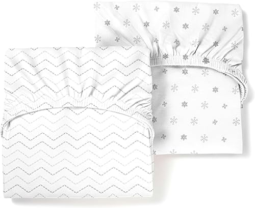 Guava Lotus - Juego de 2 sábanas bajeras de viaje para cuna, 100 % algodón orgánico, para el patio de juegos de bebé y colchón para cuna, tejido de