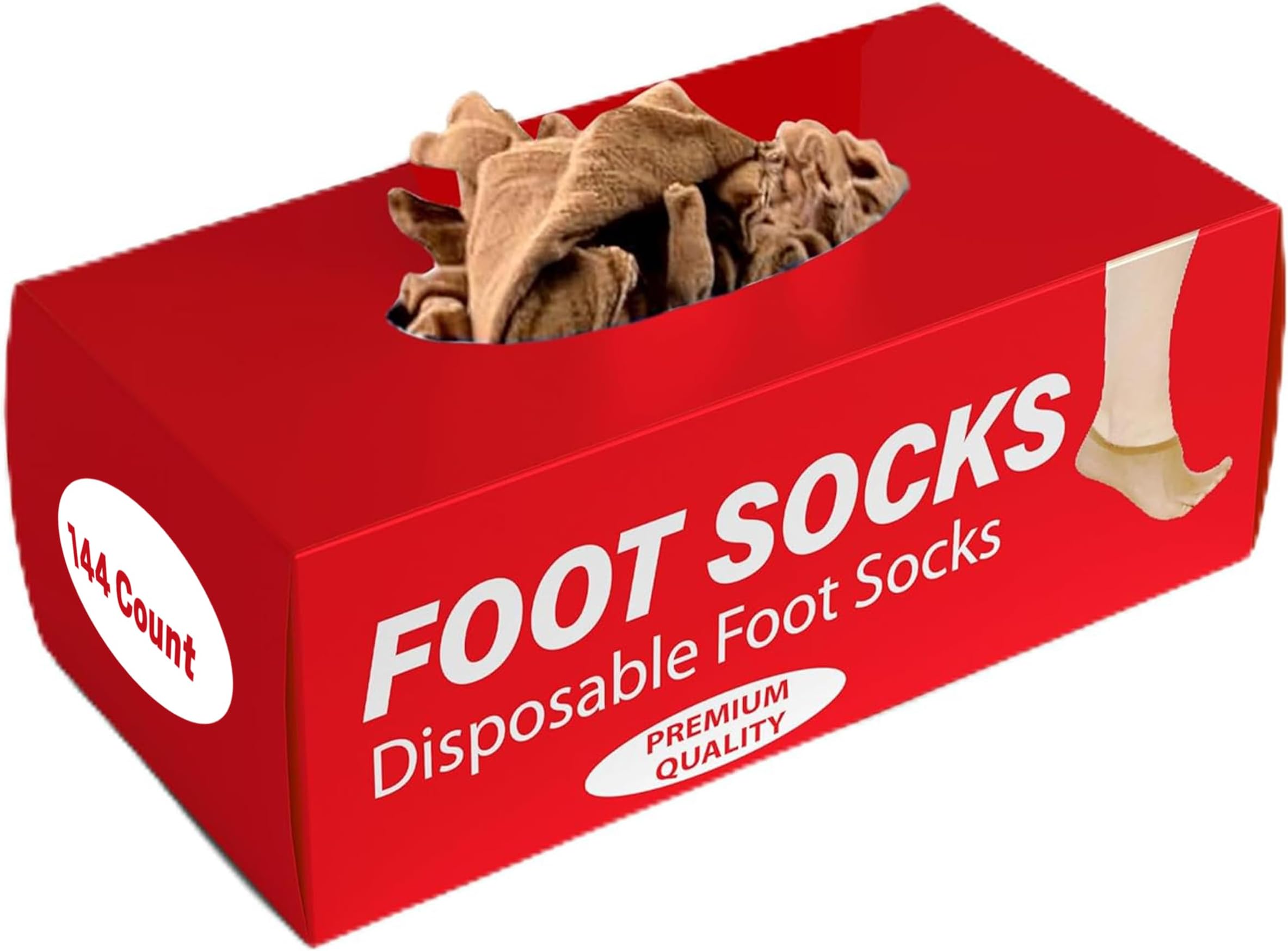 Leather Hero Disposable Try On Socks - Tan Footies for Women, 72 Pairs/144 Pieces