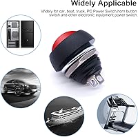 Vista 16 de Twidec /6 unids interruptor de botón momentáneo de 0.472 in agujero de montaje de 1/2 "encendido apagado mini redondo impermeable negro con cables