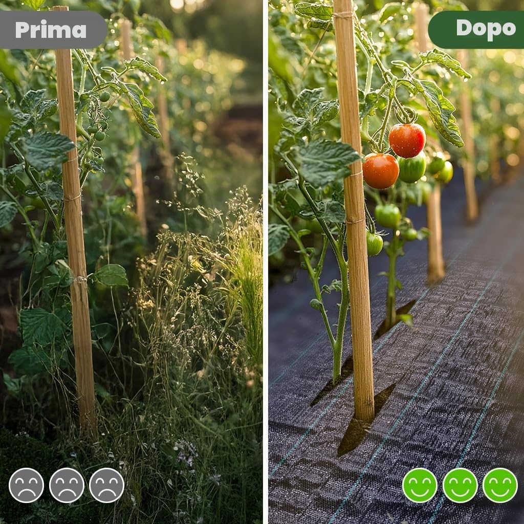 VOUNOT Telo Pacciamatura 2m x 10m 100g/m² Anti Erbacce Stabilizzazione UV Nero