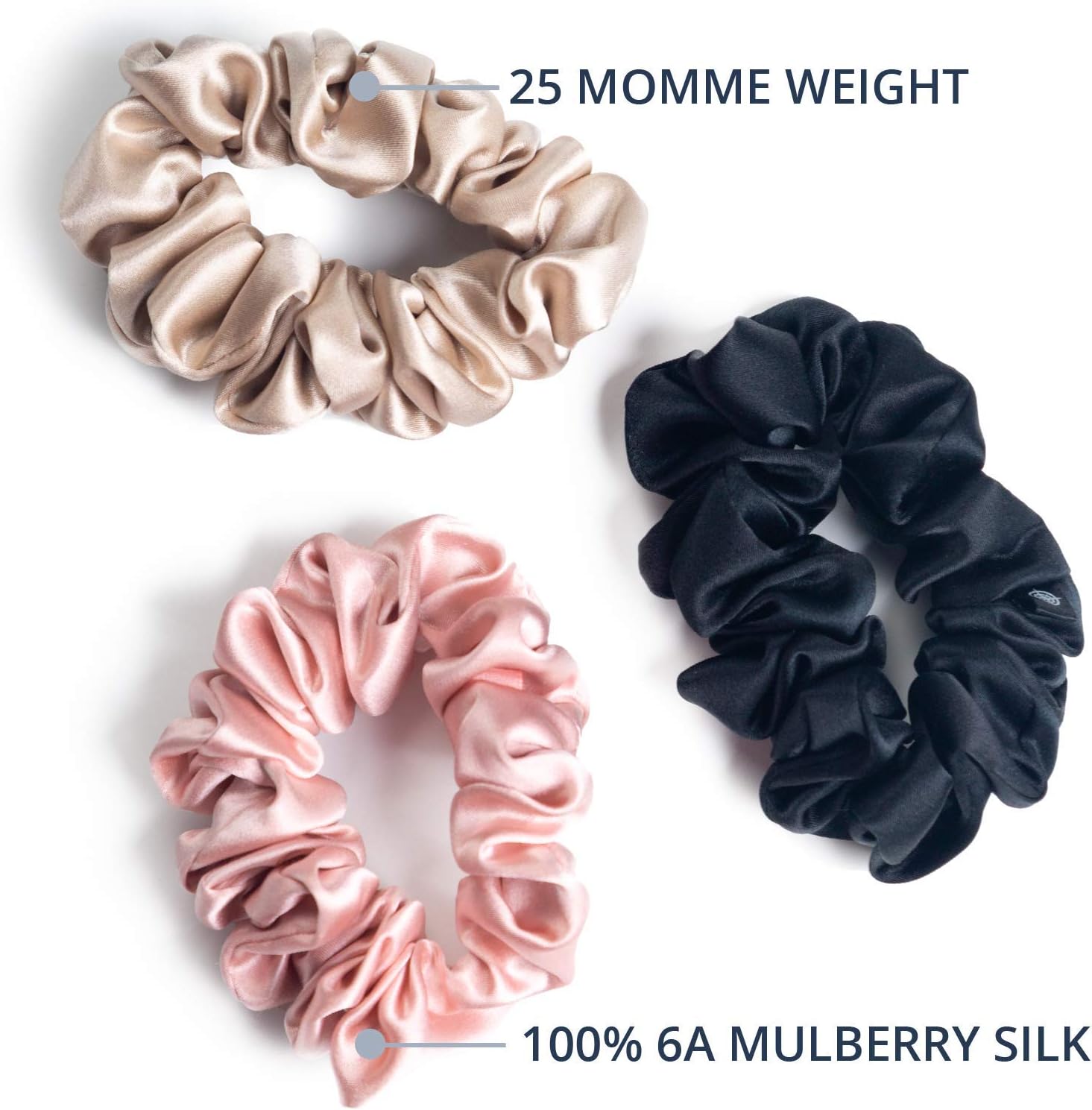 Fishers Finery 25mm 100% Pure Mulberry Silk Pillowcase (White, Queen) and Large Silk Scrunchie Bundle