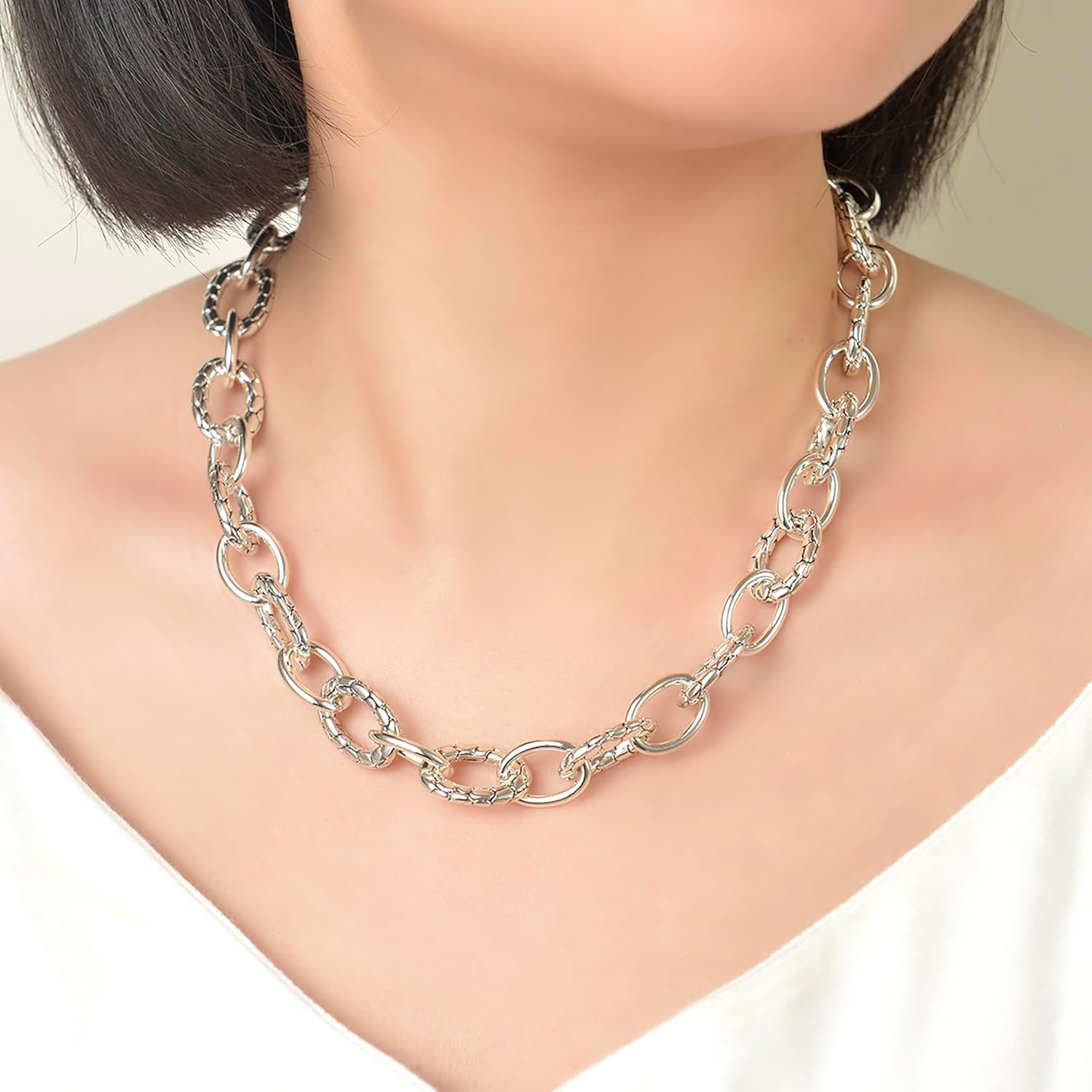 UNY JEWEL Jewelry Make a Statement with Multi Dots Oval Link Chain Necklace Designer Brand Inspired Women