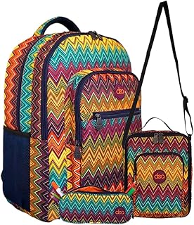 دي باغز شنطة مدرسية وشنطة غداء ومقلمة من تريو مجموعة 3 قطع مقاس 18 بوليستر متعدد الألوان ديا
