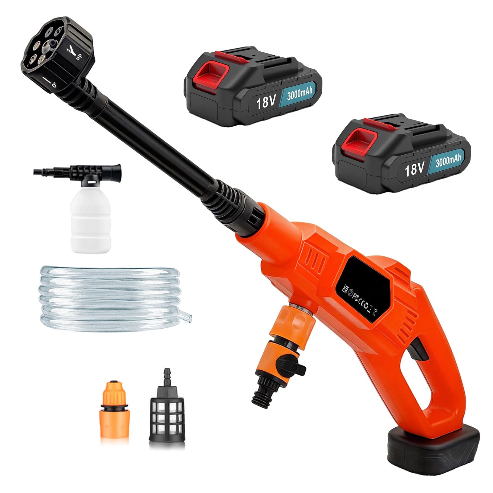 6-in-1 Nozzle Cordless Pressure Washer for Makita 18V 2X 3.0AH Battery,Lightweight Cordless Jet Wash 35bar Car Washer, Water Pump 5M Hose, for Car/Floor/Garden Cleaning & Watering