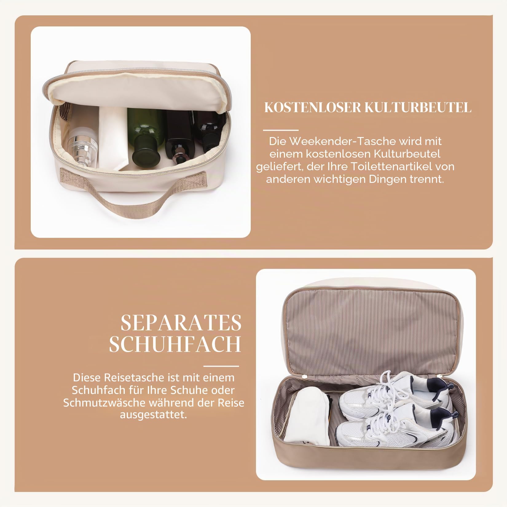 VNINE Weekender Damen mit Kulturtasche Schuhfach, 30L Reisetasche Damen Wasserdicht Sporttasche Handgepäck Tasche Groß Kliniktasche Geburt Wickeltasche Travel Bag für Kurze Reise Flugzeug