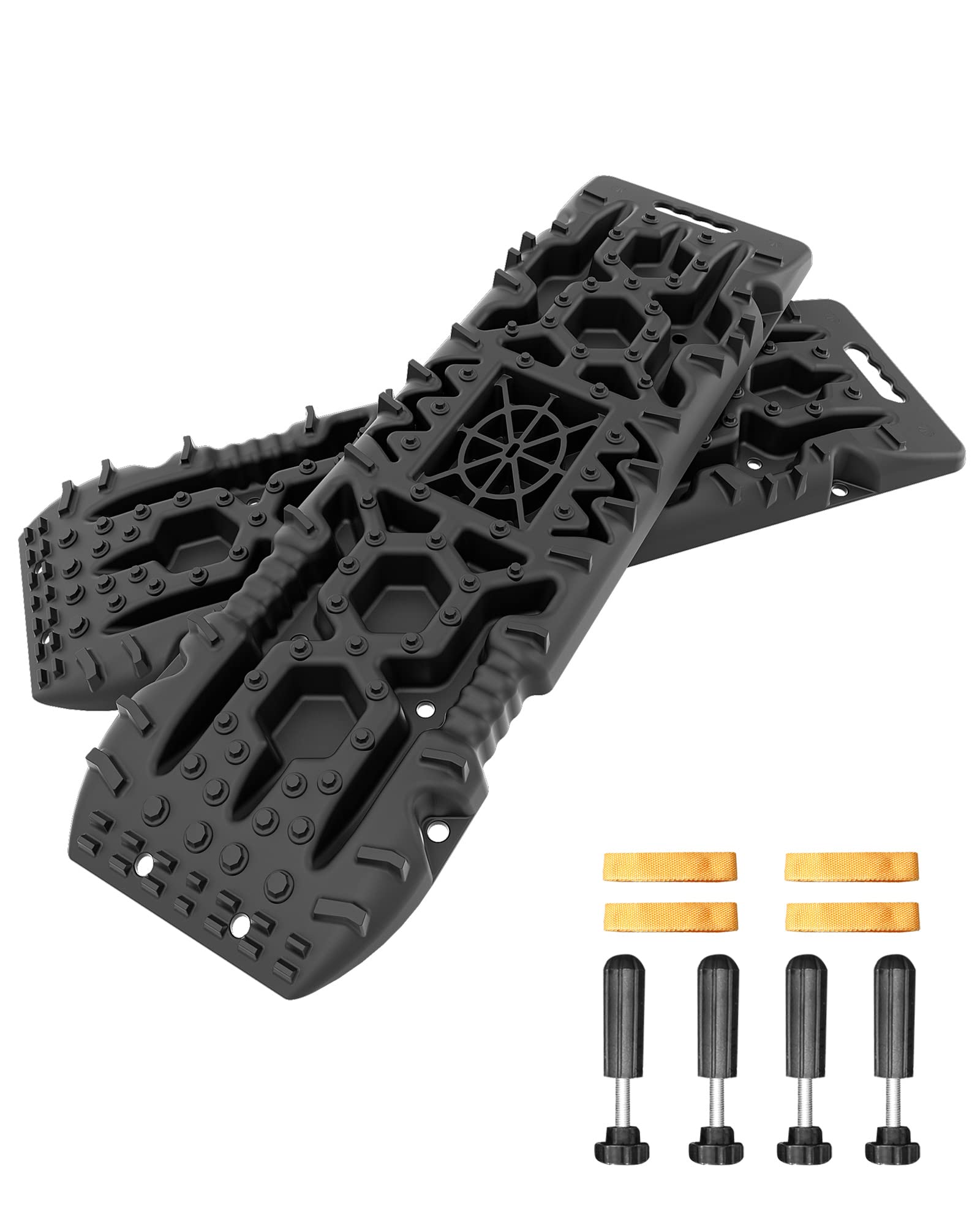 Photo 1 of ORCISH New Recovery Traction Boards with Jack Lift Base- 2 Pcs Traction Mat for Sand Mud Snow Track Tire Ladder 4X4 - Recovery Traction Tracks. (4Gen +Mounting Pins, black) 4Gen +Mounting Pins black
