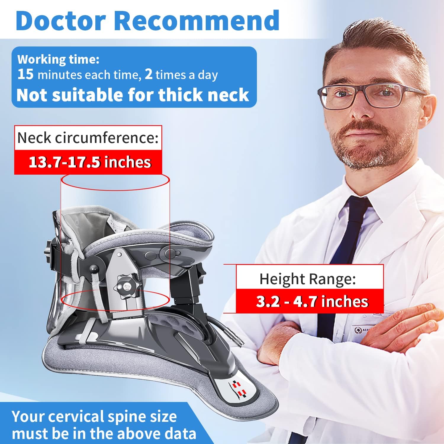 Cervical Neck Traction Device with 3 Power Traction + Airbag Support : Health & Household