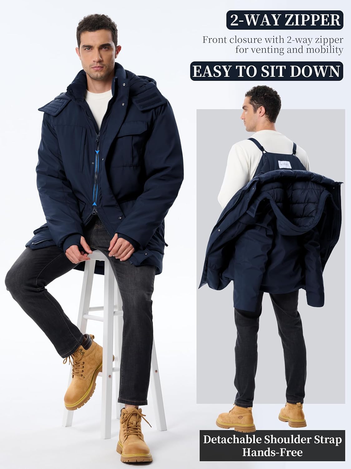 Winter Coats For Men Winter Jackets Waterproof Warm Thicken Puffy Hooded Insulated Thicken Parka Coat - Image 6