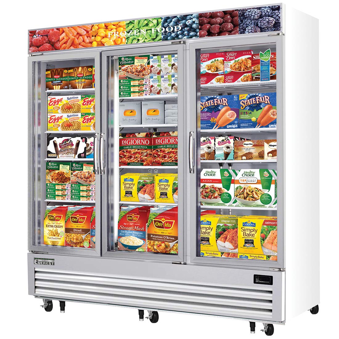 Everest Refrigeration EMGF69 Merchandising Freezer 3 Glass Doors, 230v, NSF - 69 cu. ft.