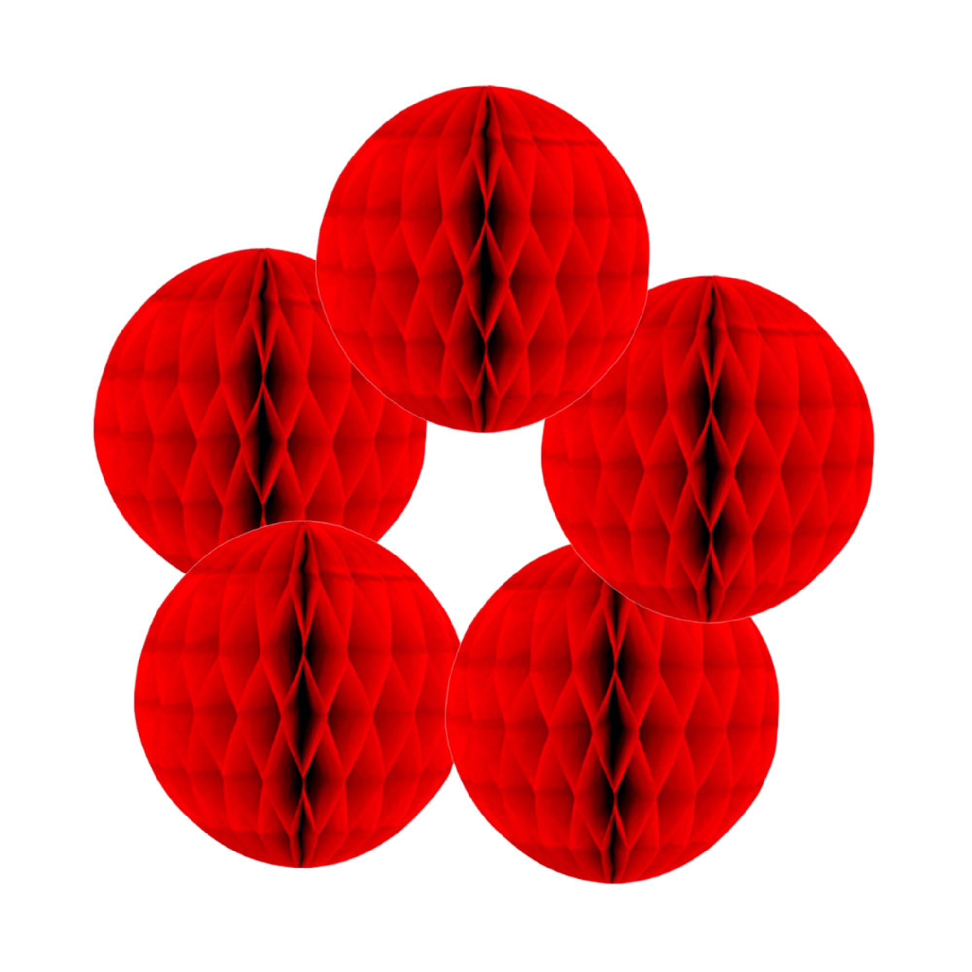 SrchJoy Honeycomb Paper Ball Party Decorations Pack of 5 Tissue Pom Poms Flower Ball Garland Birthday Baby Shower Wedding Party Decor (Red, 5 Pcs - 6" (15cm))