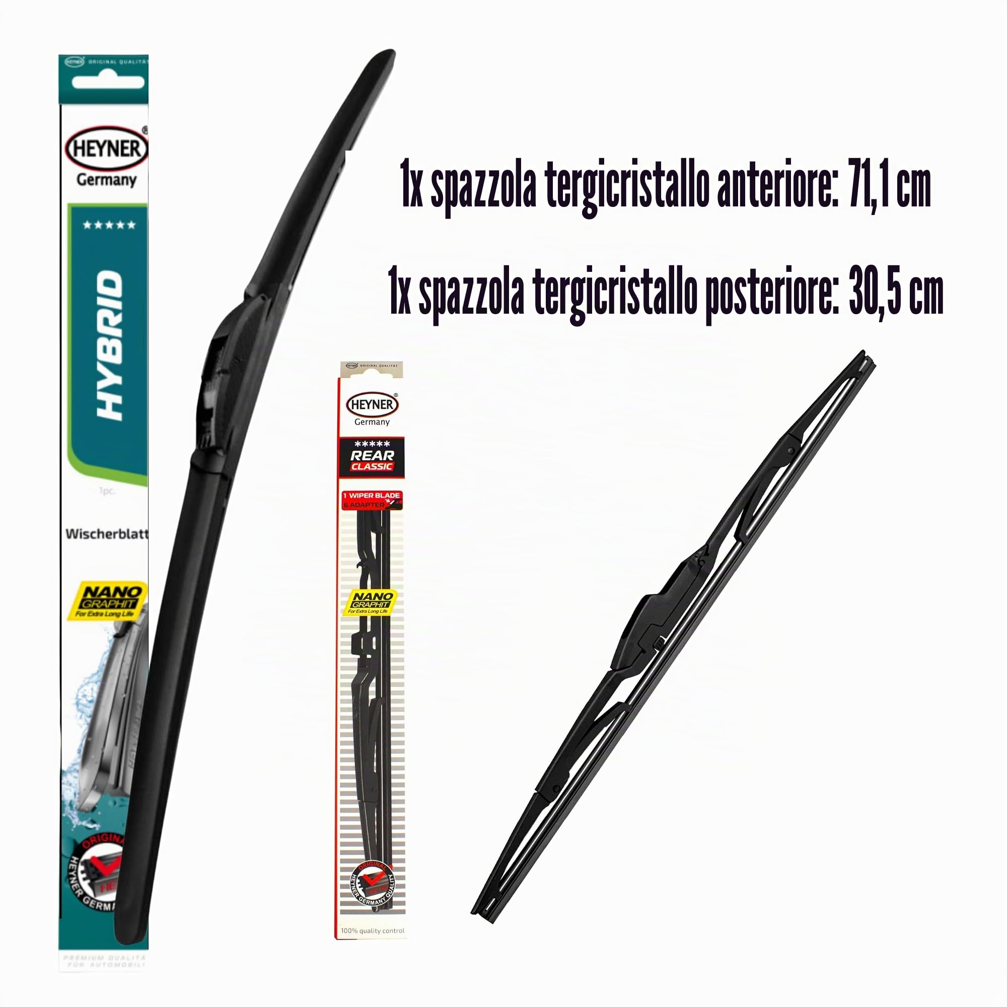 HEYNER Spazzole tergicristalli per Toyota Yaris 2011-2019 Set di sostituzione anteriore e posteriore h2812HRC