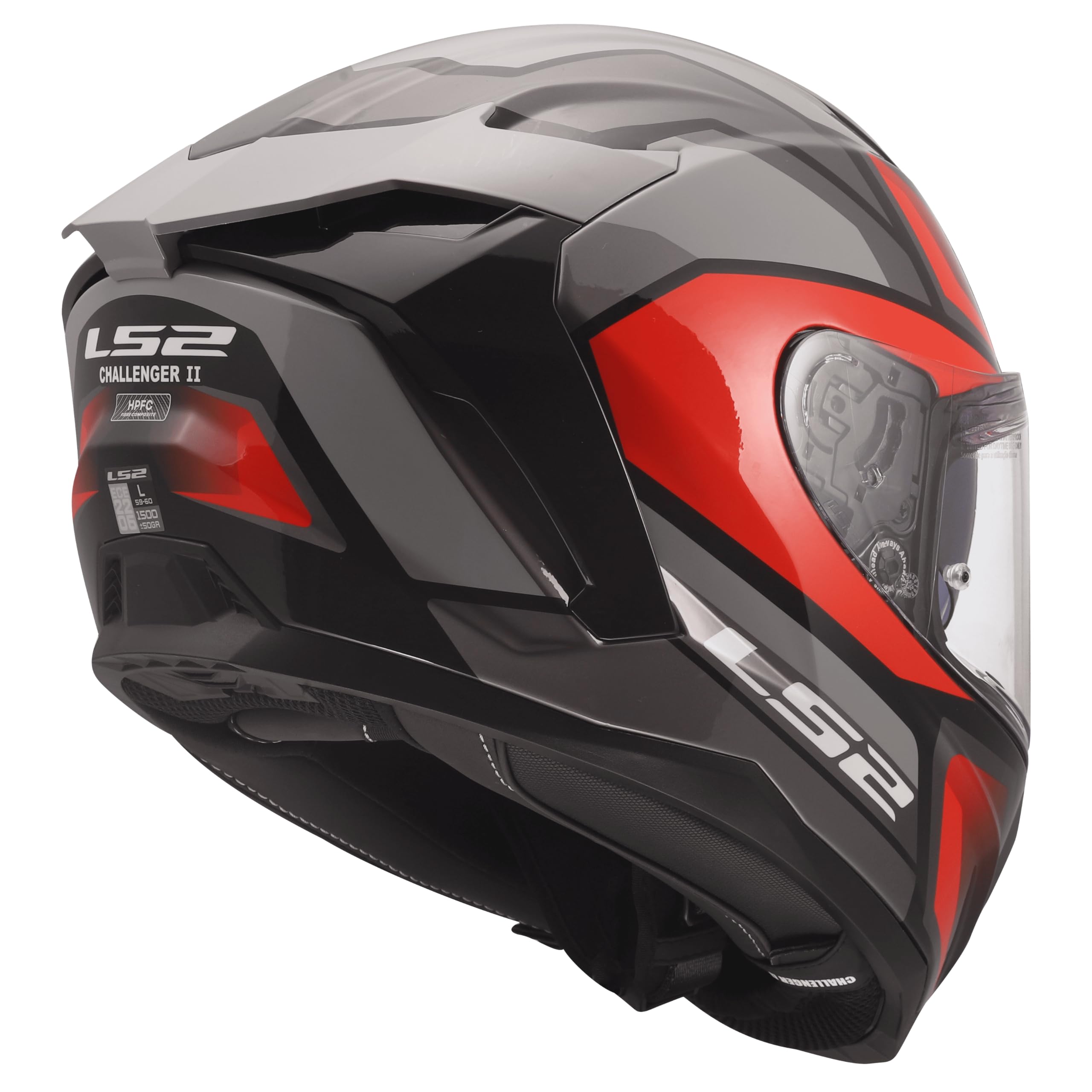LS2, Casco Moto Integral CHALLENGER II VIPER Grey Red, M
