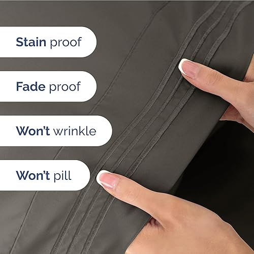 Vista 1139 de Juego de sábanas de 4 piezas tamaño king, extrasuaves, transpirables y refrescantes con esquinas profundas, sábanas de fácil ajuste y sin arrugas