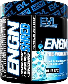 EVL ENGN Shred Thermogenic Pre Workout Powder Drink Mix - Blue Raz