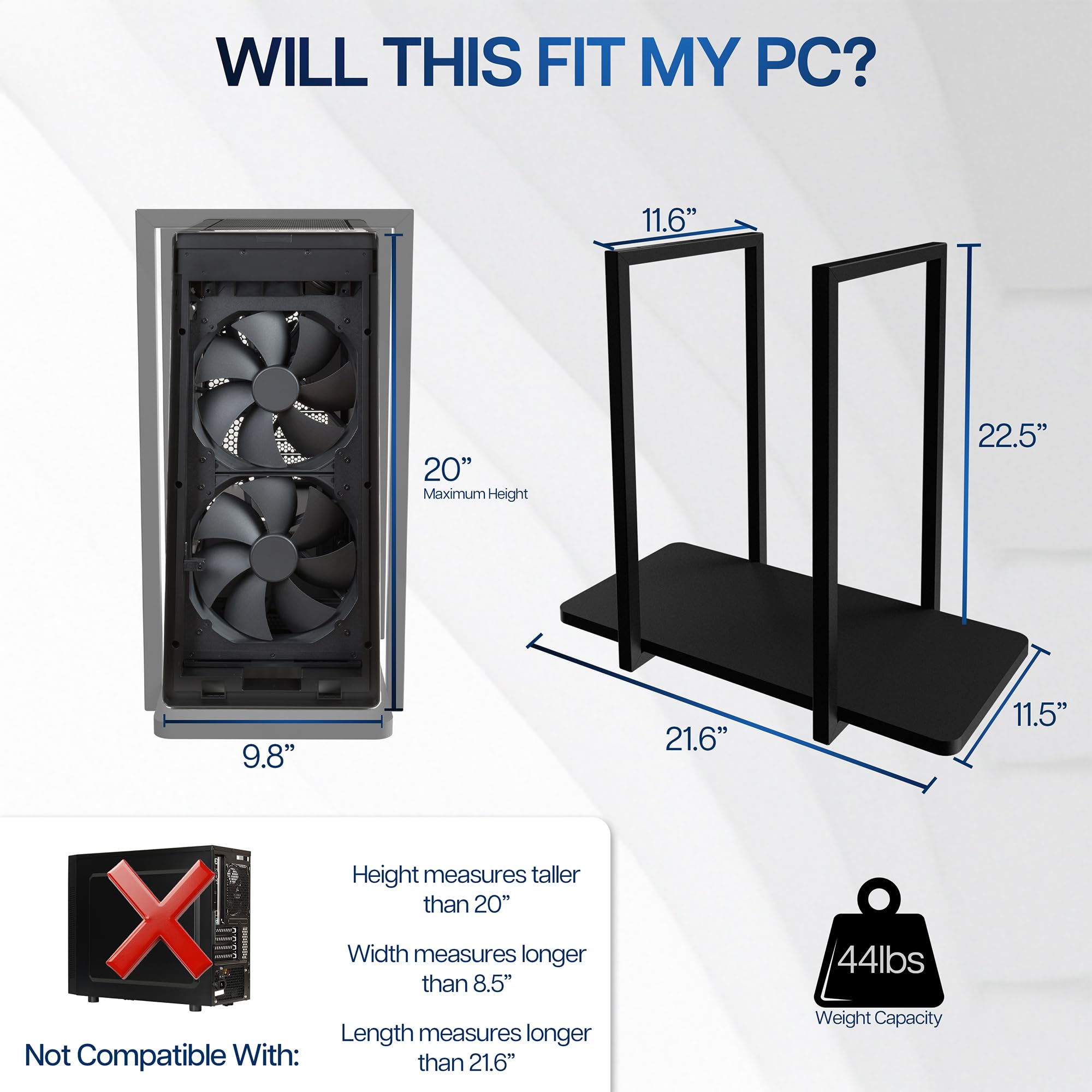 Vivo Mount-PCSF1 Étagère de Bureau Ultra résistante pour unité Centrale jusqu'à 20 kg Noir