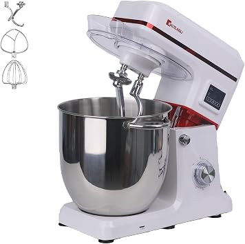 Commercial Stand Mixer, Tabletop Blender, Stand Mixer, 3.8 gal 14 L Large Capacity, 99 Minutes Timer Function, 3 Types of Attachments, 7 Speed Adjustment, Low Noise, 1200 W, 3-in-1 Unit, Kneading